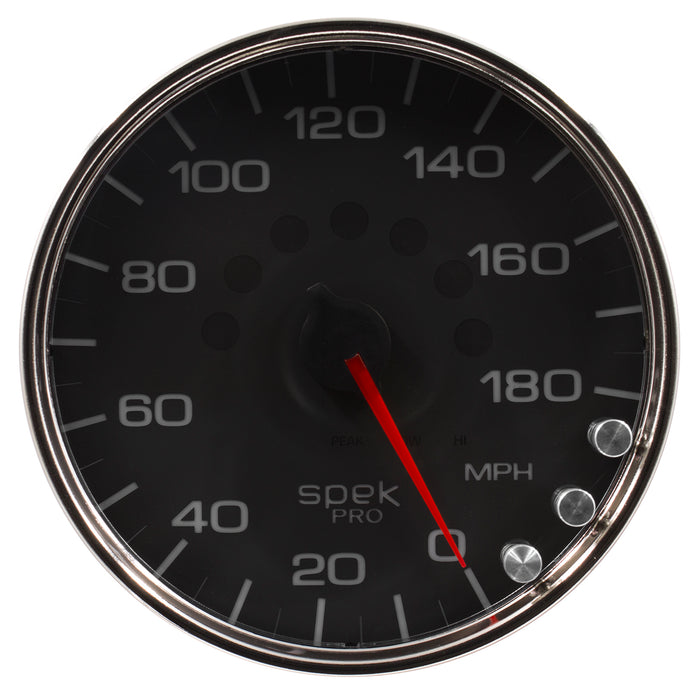 AutoMeter P23031 GAUGE; SPEEDOMETER; 5in.; 180 MPH; ELEC. PROGRAMMABLE; BLACK/CHROME; SPEK-PRO - Truck Part Superstore