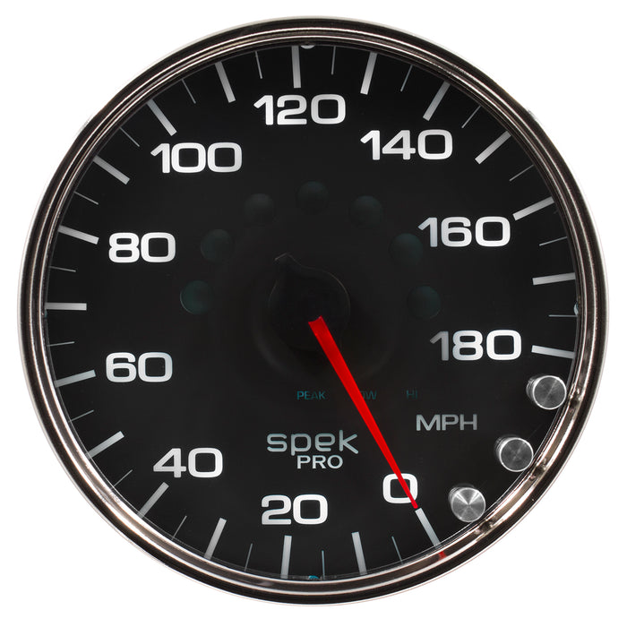 AutoMeter P23031 GAUGE; SPEEDOMETER; 5in.; 180 MPH; ELEC. PROGRAMMABLE; BLACK/CHROME; SPEK-PRO - Truck Part Superstore