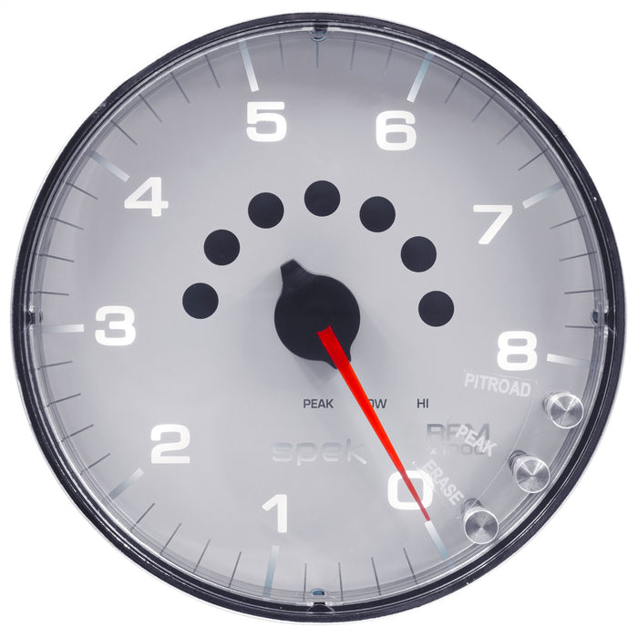 AutoMeter P238118 GAUGE; TACHOMETER; 5in.; 8K RPM; W/SHIFT LIGHT/PEAK MEM; WHITE/CHROME; SPEK-PRO - Truck Part Superstore