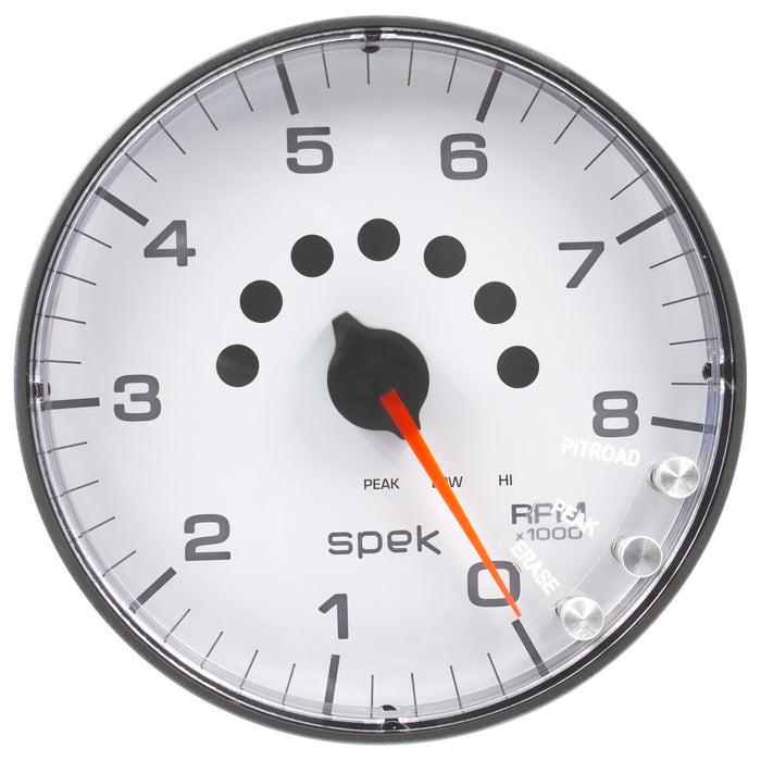 AutoMeter P238128 GAUGE; TACHOMETER; 5in.; 8K RPM; W/SHIFT LIGHT/PEAK MEM; WHITE/BLACK; SPEK-PRO - Truck Part Superstore
