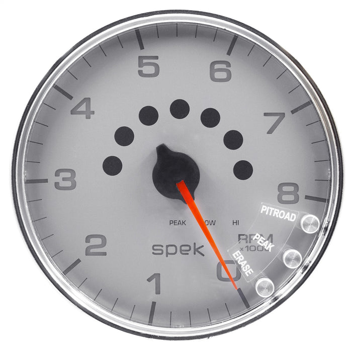 AutoMeter P23821 GAUGE; TACHOMETER; 5in.; 8K RPM; W/SHIFT LIGHT/PEAK MEM; SILVER/CHROME; SPEK-PRO - Truck Part Superstore