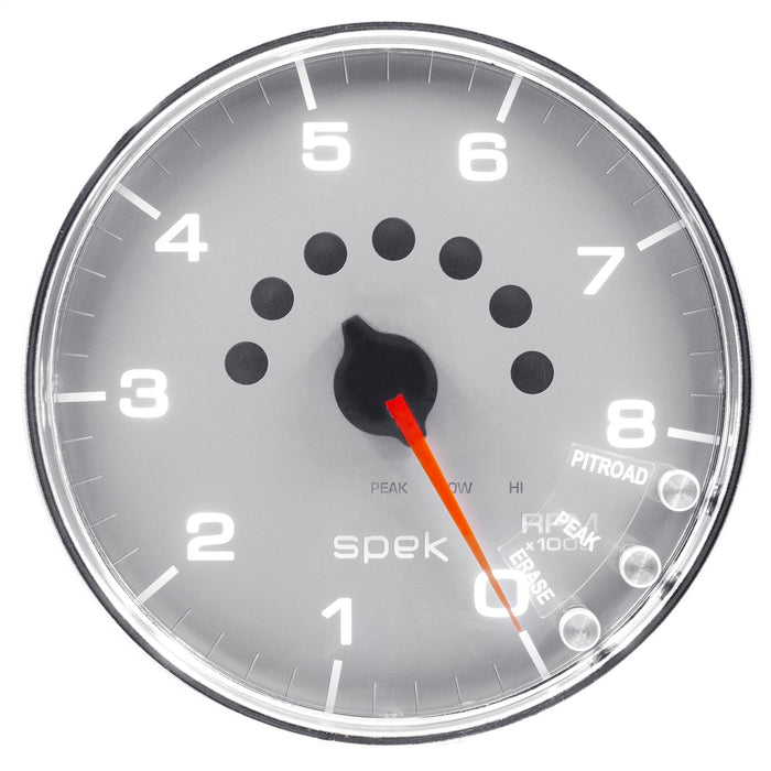 AutoMeter P23821 GAUGE; TACHOMETER; 5in.; 8K RPM; W/SHIFT LIGHT/PEAK MEM; SILVER/CHROME; SPEK-PRO - Truck Part Superstore