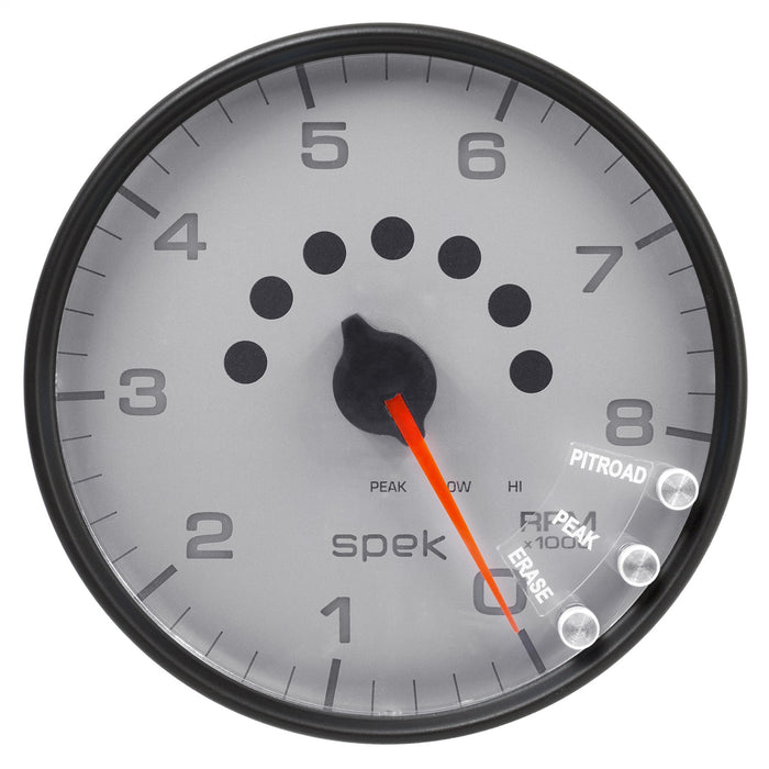 AutoMeter P23822 GAUGE; TACHOMETER; 5in.; 8K RPM; W/SHIFT LIGHT/PEAK MEM; SILVER/BLACK; SPEK-PRO - Truck Part Superstore