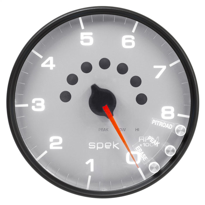 AutoMeter P23822 GAUGE; TACHOMETER; 5in.; 8K RPM; W/SHIFT LIGHT/PEAK MEM; SILVER/BLACK; SPEK-PRO - Truck Part Superstore