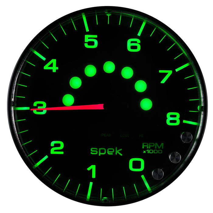 AutoMeter P238328 GAUGE; TACHOMETER; 5in.; 8K RPM; W/SHIFT LIGHT/PEAK MEM; BLACK/BLACK; SPEK-PRO - Truck Part Superstore