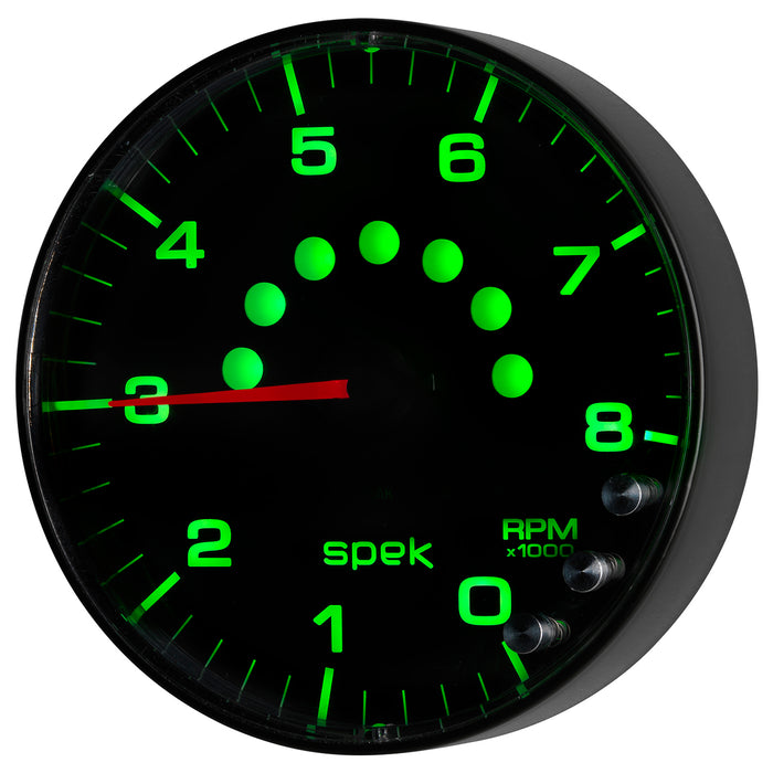 AutoMeter P238328 GAUGE; TACHOMETER; 5in.; 8K RPM; W/SHIFT LIGHT/PEAK MEM; BLACK/BLACK; SPEK-PRO - Truck Part Superstore