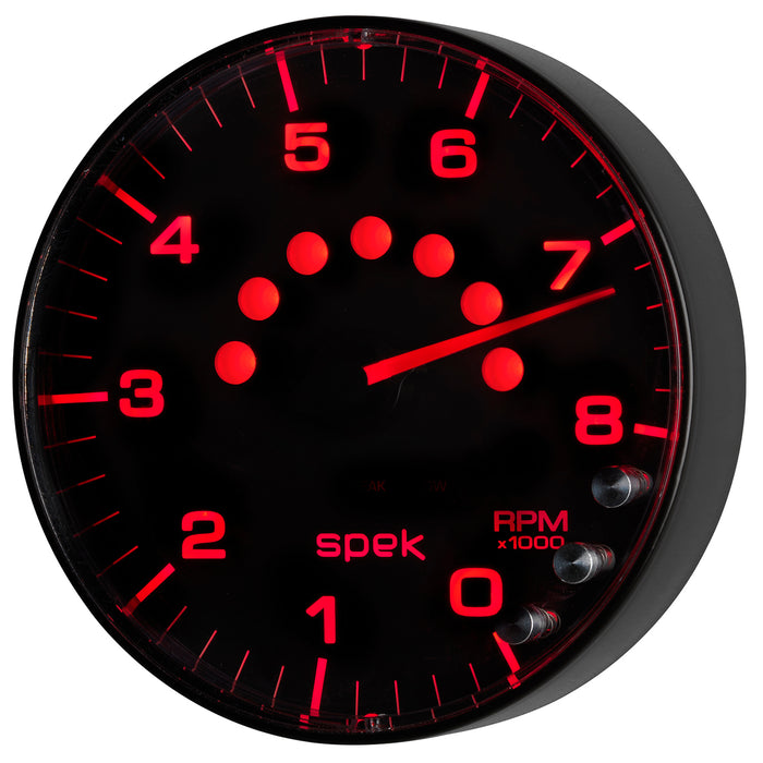 AutoMeter P238328 GAUGE; TACHOMETER; 5in.; 8K RPM; W/SHIFT LIGHT/PEAK MEM; BLACK/BLACK; SPEK-PRO - Truck Part Superstore