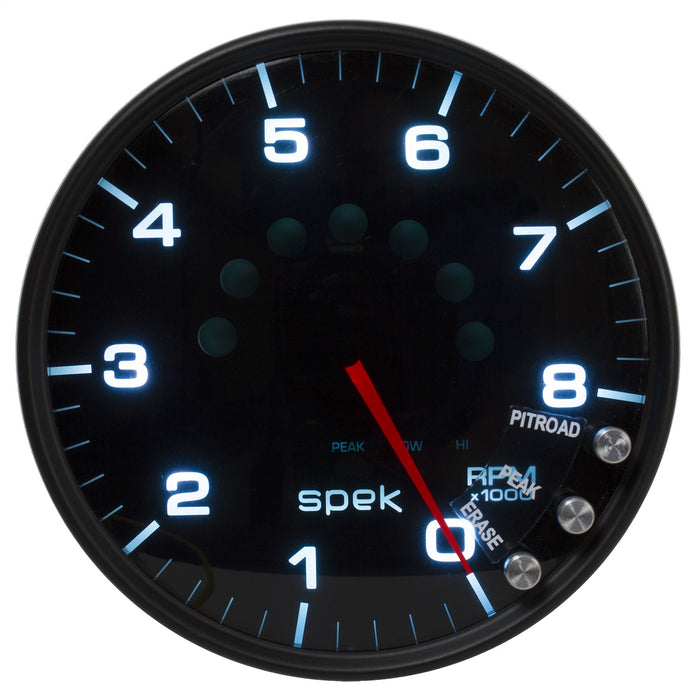 AutoMeter P23852 GAUGE; TACHOMETER; 5in.; 8K RPM; W/SHIFT LIGHT/PEAK MEM; BLACK/SMOKE/BLACK; SPEK - Truck Part Superstore
