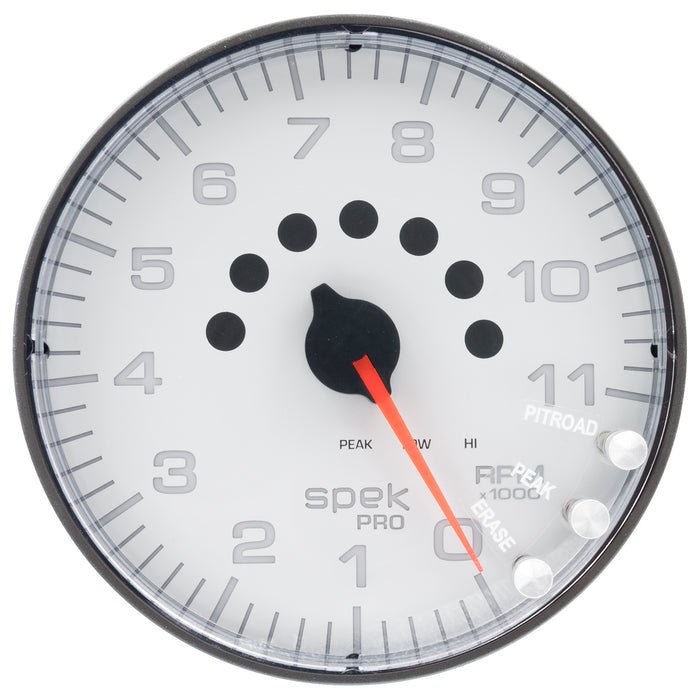 AutoMeter P239128 GAUGE; TACHOMETER; 5in.; 11K RPM; W/SHIFT LIGHT/PEAK MEM; WHITE/BLACK; SPEK-PRO - Truck Part Superstore