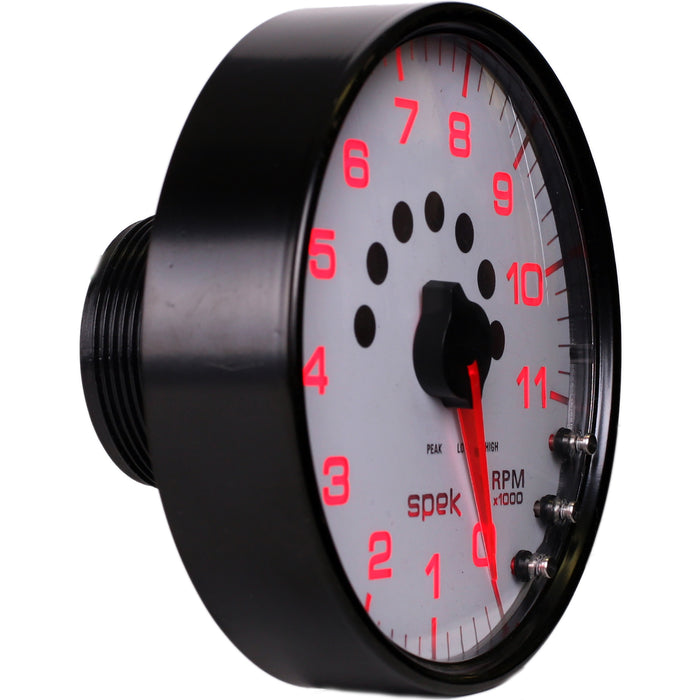 AutoMeter P23912 GAUGE; TACHOMETER; 5in.; 11K RPM; W/SHIFT LIGHT/PEAK MEM; WHITE/BLACK; SPEK-PRO - Truck Part Superstore