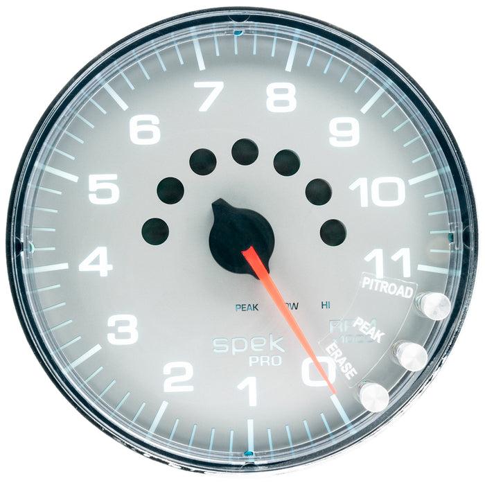 AutoMeter P239218 GAUGE; TACHOMETER; 5in.; 11K RPM; W/SHIFT LIGHT/PEAK MEM; SILVER/CHROME; SPEK - Truck Part Superstore