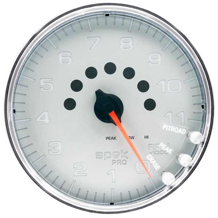 AutoMeter P23921 GAUGE; TACHOMETER; 5in.; 11K RPM; W/SHIFT LIGHT/PEAK MEM; SILVER/CHROME; SPEK - Truck Part Superstore