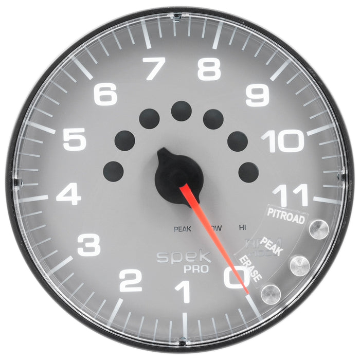 AutoMeter P239228 GAUGE; TACHOMETER; 5in.; 11K RPM; W/SHIFT LIGHT/PEAK MEM; SILVER/BLACK; SPEK-PRO - Truck Part Superstore