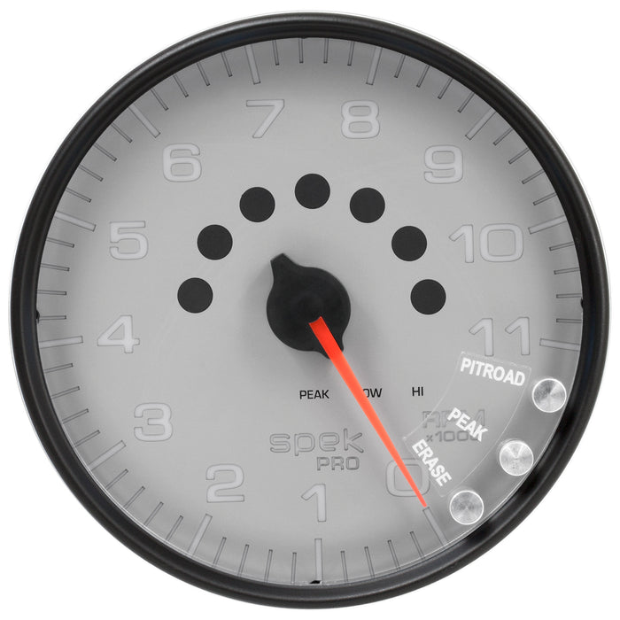 AutoMeter P23922 GAUGE; TACHOMETER; 5in.; 11K RPM; W/SHIFT LIGHT/PEAK MEM; SILVER/BLACK; SPEK-PRO - Truck Part Superstore