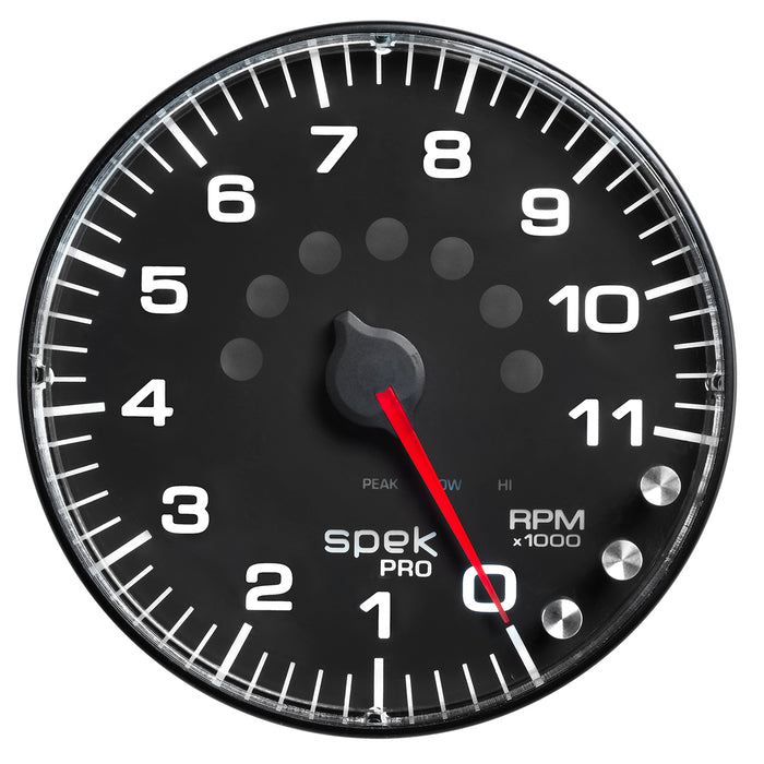 AutoMeter P239328 GAUGE; TACHOMETER; 5in.; 11K RPM; W/SHIFT LIGHT/PEAK MEM; BLACK/BLACK; SPEK-PRO - Truck Part Superstore