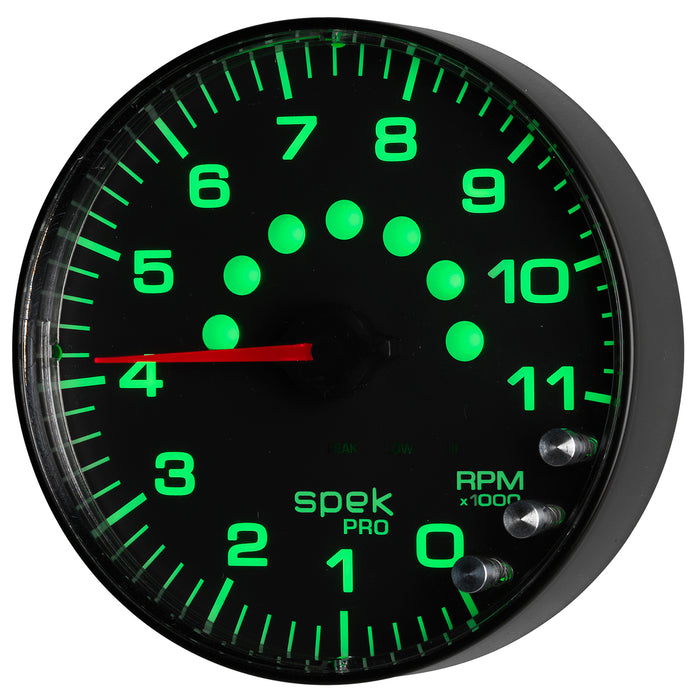AutoMeter P239328 GAUGE; TACHOMETER; 5in.; 11K RPM; W/SHIFT LIGHT/PEAK MEM; BLACK/BLACK; SPEK-PRO - Truck Part Superstore