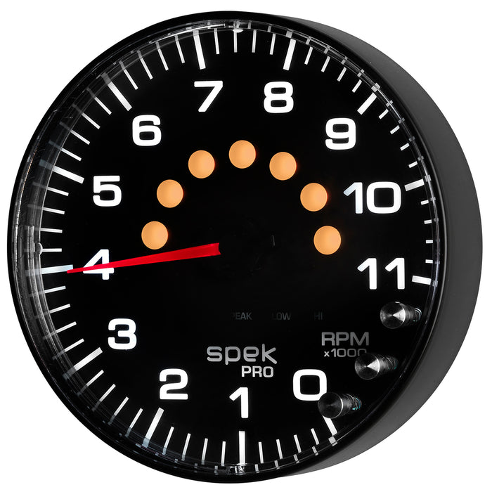 AutoMeter P239328 GAUGE; TACHOMETER; 5in.; 11K RPM; W/SHIFT LIGHT/PEAK MEM; BLACK/BLACK; SPEK-PRO - Truck Part Superstore