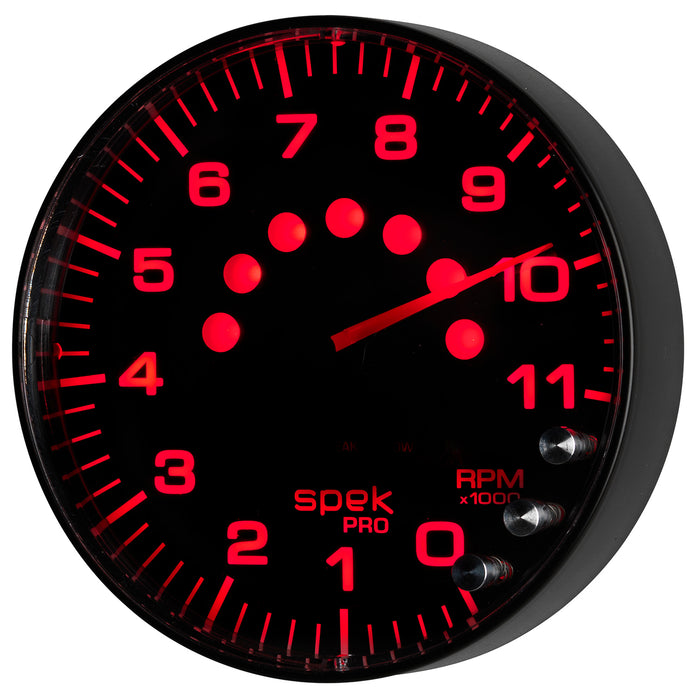 AutoMeter P239328 GAUGE; TACHOMETER; 5in.; 11K RPM; W/SHIFT LIGHT/PEAK MEM; BLACK/BLACK; SPEK-PRO - Truck Part Superstore