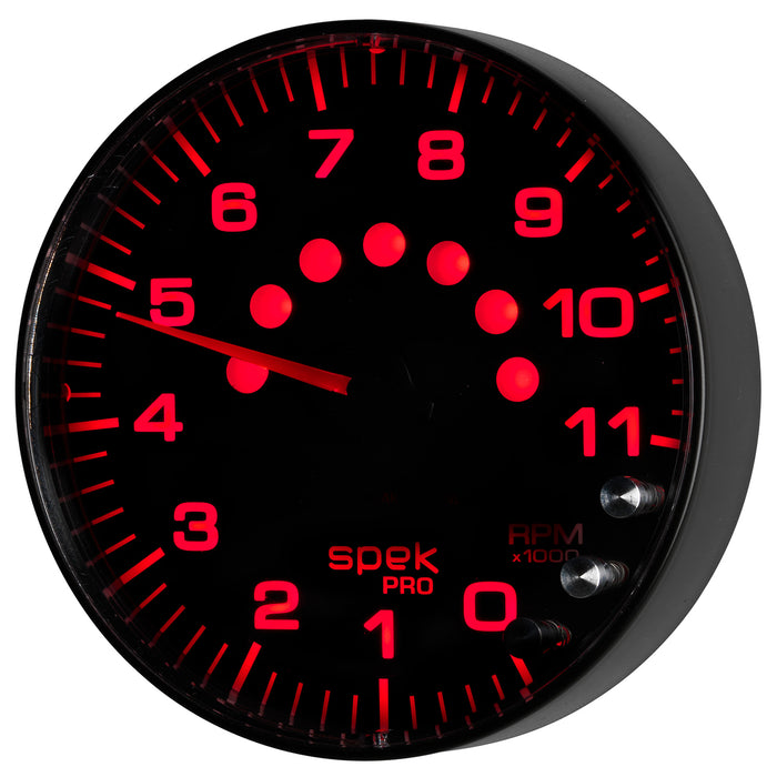 AutoMeter P239328 GAUGE; TACHOMETER; 5in.; 11K RPM; W/SHIFT LIGHT/PEAK MEM; BLACK/BLACK; SPEK-PRO - Truck Part Superstore