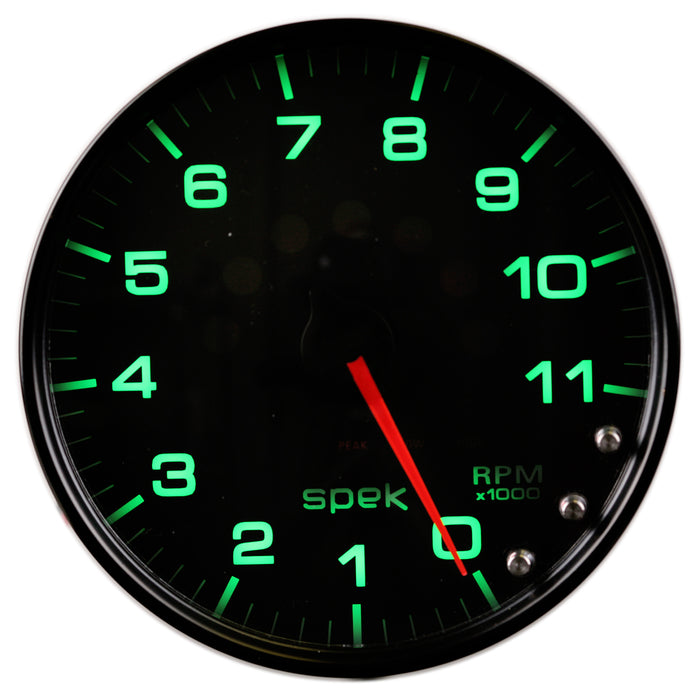 AutoMeter P23932 GAUGE; TACHOMETER; 5in.; 11K RPM; W/SHIFT LIGHT/PEAK MEM; BLACK/BLACK; SPEK-PRO - Truck Part Superstore