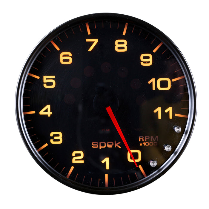 AutoMeter P23952 GAUGE; TACHOMETER; 5in.; 11K RPM; W/SHIFT LIGHT/PEAK MEM; BLACK/SMOKE/BLK; SPEK - Truck Part Superstore