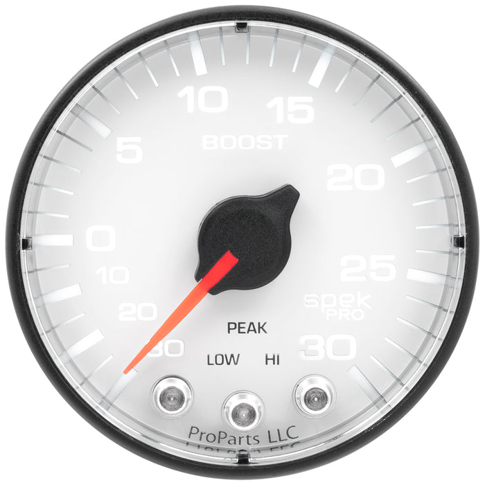 AutoMeter P302128 GAUGE; VAC/BOOST; 2 1/16in.; 30INHG-30PSI; STEPPER MOTOR W/PK/WRN; WHT/BLK; SPEK - Truck Part Superstore