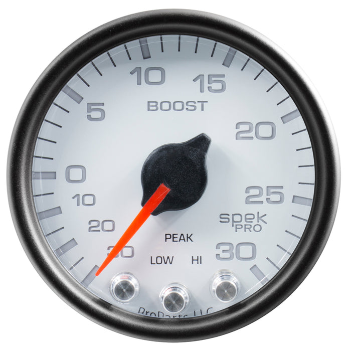 AutoMeter P30212 GAUGE; VAC/BOOST; 2 1/16in.; 30INHG-30PSI; STEPPER MOTOR W/PK/WRN; WHT/BLK; SPEK - Truck Part Superstore