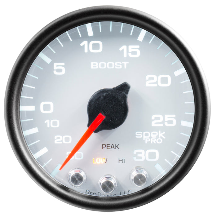 AutoMeter P30212 GAUGE; VAC/BOOST; 2 1/16in.; 30INHG-30PSI; STEPPER MOTOR W/PK/WRN; WHT/BLK; SPEK - Truck Part Superstore