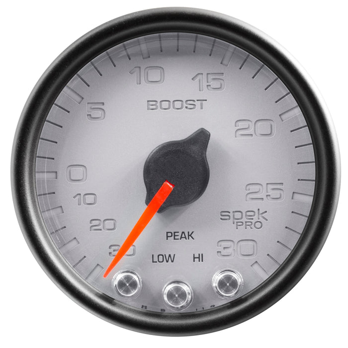 AutoMeter P30222 GAUGE; VAC/BOOST; 2 1/16in.; 30INHG-30PSI; STEPPER MTR W/PK/WRN;SLVR/BLK; SPEK - Truck Part Superstore