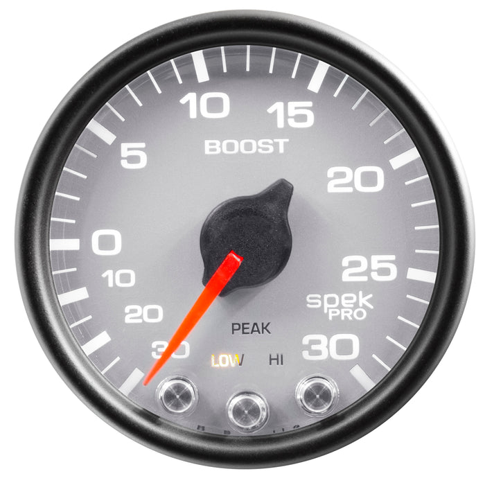 AutoMeter P30222 GAUGE; VAC/BOOST; 2 1/16in.; 30INHG-30PSI; STEPPER MTR W/PK/WRN;SLVR/BLK; SPEK - Truck Part Superstore