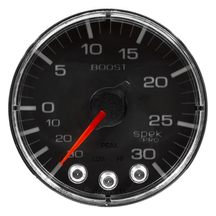 AutoMeter P302318 GAUGE; VAC/BOOST; 2 1/16in.; 30INHG-30PSI; STEPPER MTR W/PK/WRN; BLK/CHRME; SPEK - Truck Part Superstore