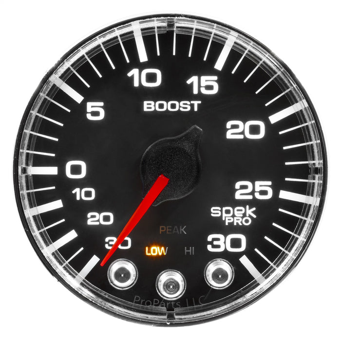 AutoMeter P302318 GAUGE; VAC/BOOST; 2 1/16in.; 30INHG-30PSI; STEPPER MTR W/PK/WRN; BLK/CHRME; SPEK - Truck Part Superstore