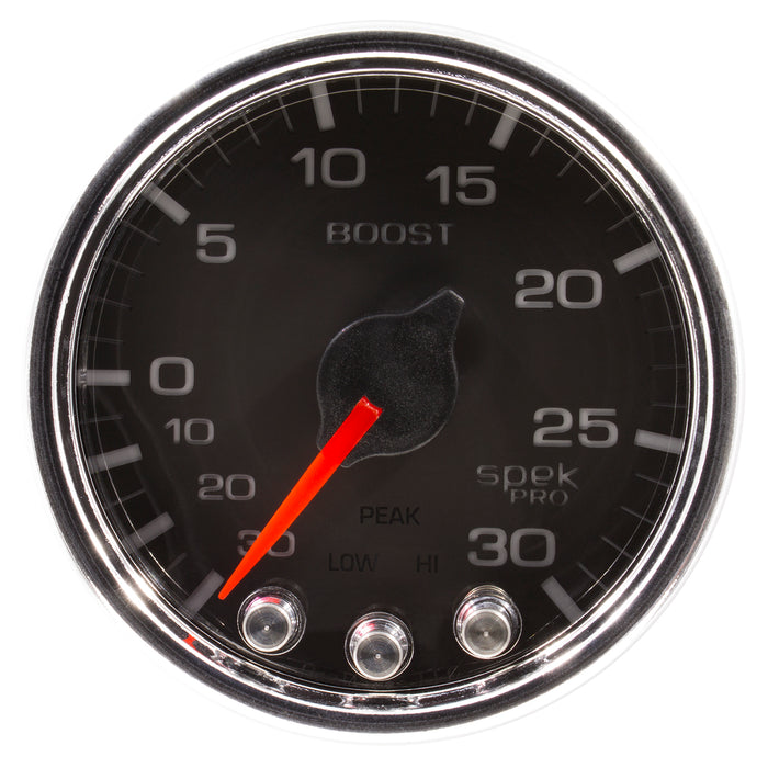 AutoMeter P30231 GAUGE; VAC/BOOST; 2 1/16in.; 30INHG-30PSI; STEPPER MTR W/PK/WRN; BLK/CHRME; SPEK - Truck Part Superstore