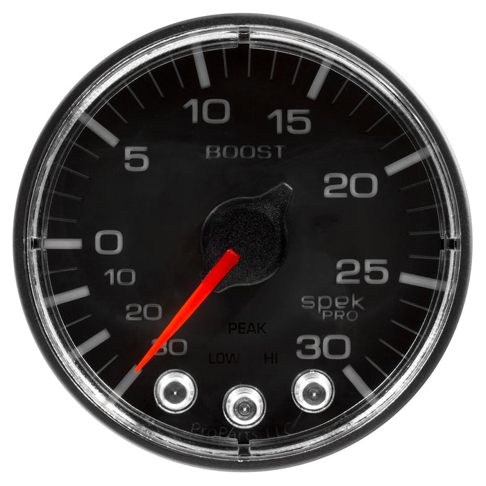 AutoMeter P302328 GAUGE; VAC/BOOST; 2 1/16in.; 30INHG-30PSI; STEPPER MOTOR W/PK/WRN; BLK/BLK; SPEK - Truck Part Superstore