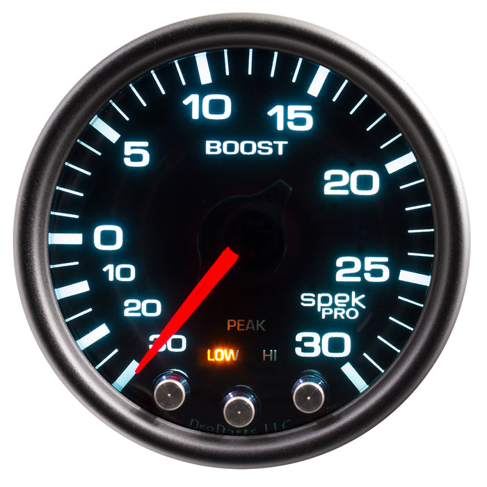 AutoMeter P30252 GAUGE; VAC/BOOST; 2 1/16in.; 30INHG-30PSI; STEPPER MTR W/PK/WRN; BK/SMK/BK; SPEK - Truck Part Superstore