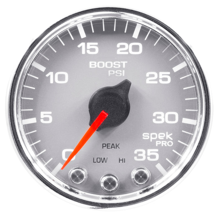 AutoMeter P30321 GAUGE; BOOST; 2 1/16in.; 35PSI; STEPPER MOTOR W/PEAK/WARN; SLVR/CHRME; SPEK-PRO - Truck Part Superstore