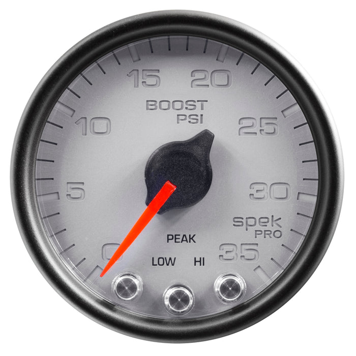 AutoMeter P30322 GAUGE; BOOST; 2 1/16in.; 35PSI; STEPPER MOTOR W/PEAK/WARN; SILVER/BLK; SPEK-PRO - Truck Part Superstore