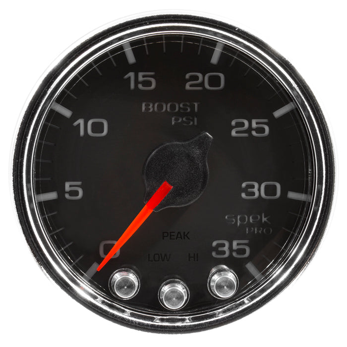 AutoMeter P30331 GAUGE; BOOST; 2 1/16in.; 35PSI; STEPPER MOTOR W/PEAK/WARN; BLK/CHROME; SPEK-PRO - Truck Part Superstore