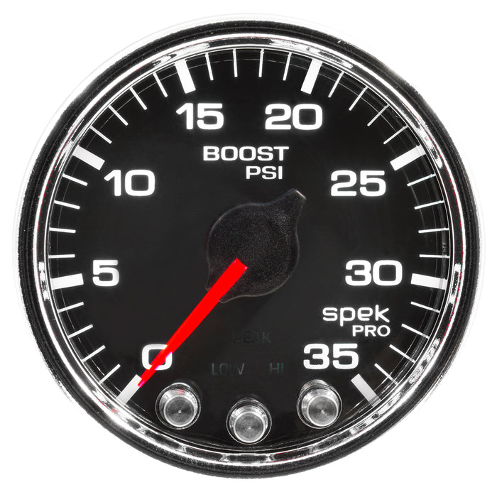 AutoMeter P30331 GAUGE; BOOST; 2 1/16in.; 35PSI; STEPPER MOTOR W/PEAK/WARN; BLK/CHROME; SPEK-PRO - Truck Part Superstore