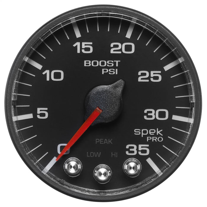 AutoMeter P303328 GAUGE; BOOST; 2 1/16in.; 35PSI; STEPPER MOTOR W/PEAK/WARN; BLACK/BLACK; SPEK-PRO - Truck Part Superstore