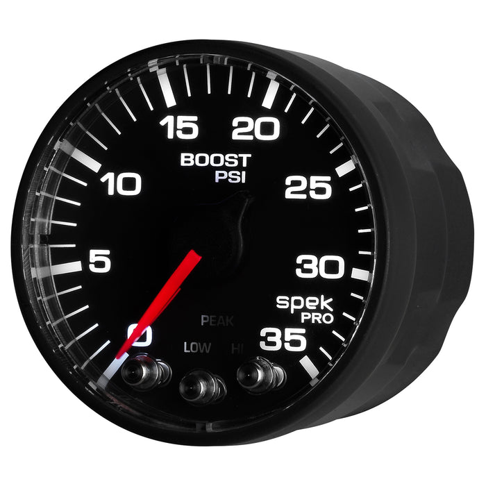AutoMeter P303328 GAUGE; BOOST; 2 1/16in.; 35PSI; STEPPER MOTOR W/PEAK/WARN; BLACK/BLACK; SPEK-PRO - Truck Part Superstore