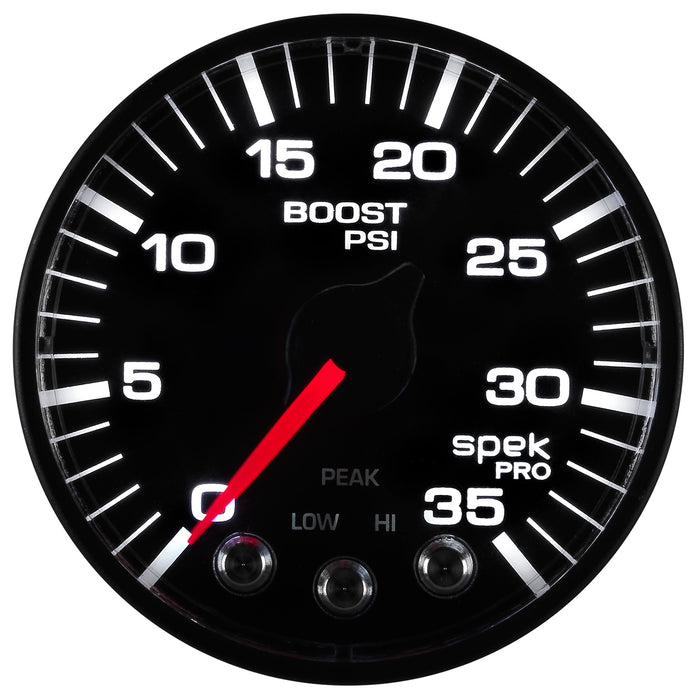 AutoMeter P303328 GAUGE; BOOST; 2 1/16in.; 35PSI; STEPPER MOTOR W/PEAK/WARN; BLACK/BLACK; SPEK-PRO - Truck Part Superstore