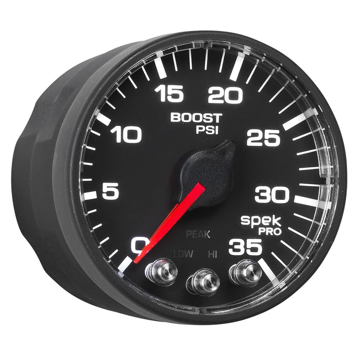 AutoMeter P303328 GAUGE; BOOST; 2 1/16in.; 35PSI; STEPPER MOTOR W/PEAK/WARN; BLACK/BLACK; SPEK-PRO - Truck Part Superstore