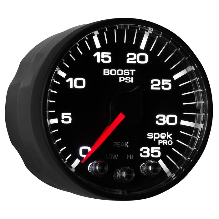 AutoMeter P303328 GAUGE; BOOST; 2 1/16in.; 35PSI; STEPPER MOTOR W/PEAK/WARN; BLACK/BLACK; SPEK-PRO - Truck Part Superstore