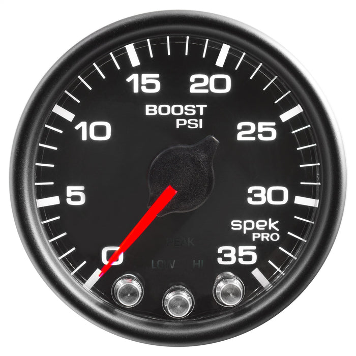 AutoMeter P30332 GAUGE; BOOST; 2 1/16in.; 35PSI; STEPPER MOTOR W/PEAK/WARN; BLACK/BLACK; SPEK-PRO - Truck Part Superstore