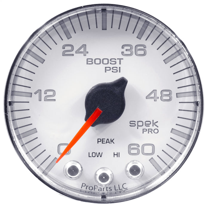 AutoMeter P304118 GAUGE; BOOST; 2 1/16in.; 60PSI; STEPPER MOTOR W/PEAK/WARN; WHT/CHRM; SPEK-PRO - Truck Part Superstore