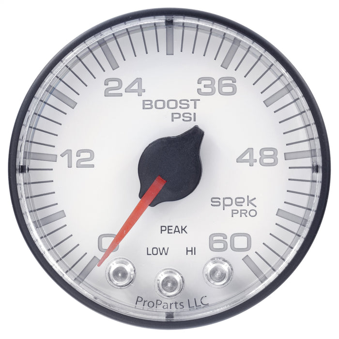 AutoMeter P304128 GAUGE; BOOST; 2 1/16in.; 60PSI; STEPPER MOTOR W/PEAK/WARN; WHT/BLK; SPEK-PRO - Truck Part Superstore