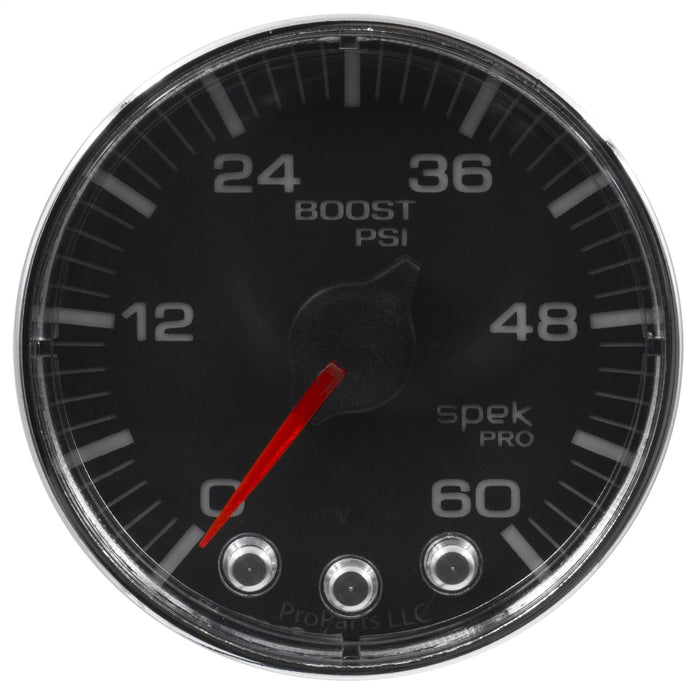 AutoMeter P304318 GAUGE; BOOST; 2 1/16in.; 60PSI; STEPPER MOTOR W/PEAK/WARN; BLK/CHRM; SPEK-PRO - Truck Part Superstore