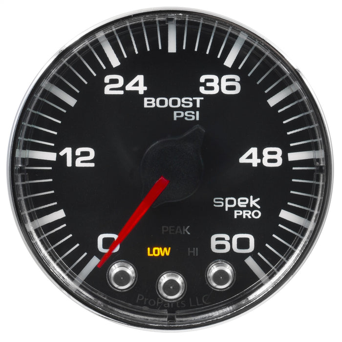 AutoMeter P304318 GAUGE; BOOST; 2 1/16in.; 60PSI; STEPPER MOTOR W/PEAK/WARN; BLK/CHRM; SPEK-PRO - Truck Part Superstore