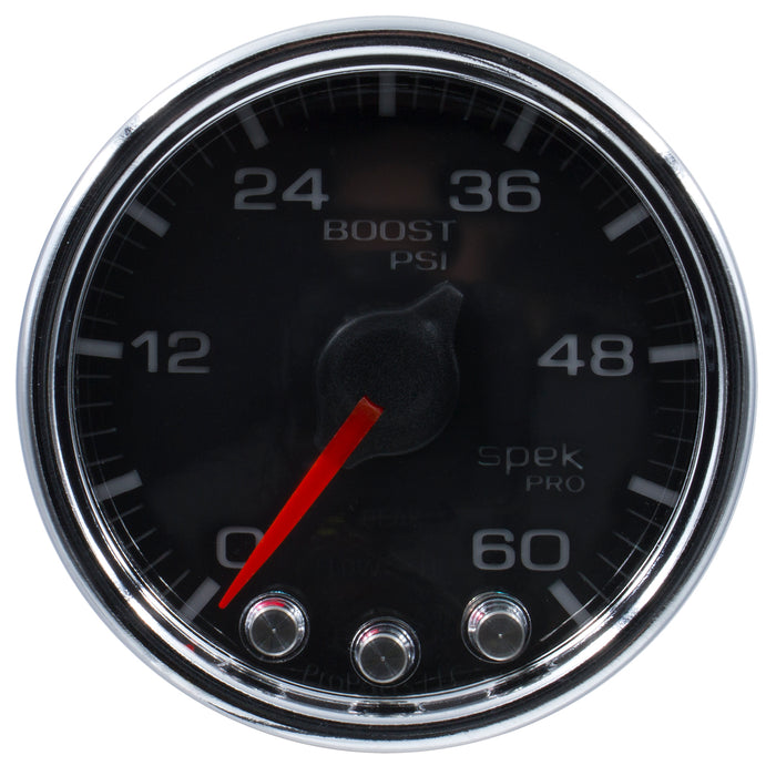 AutoMeter P30431 GAUGE; BOOST; 2 1/16in.; 60PSI; STEPPER MOTOR W/PEAK/WARN; BLK/CHRM; SPEK-PRO - Truck Part Superstore